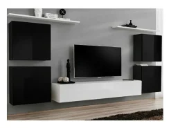 Price Factory Móvel De Tv*Conjunto de móveis para sala SWITCH IV design, nas cores e preto brilhante. Branco