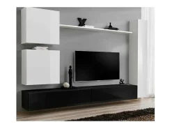 Conjunto de móveis para sala de estar SWITCH VIII. Móvel de parede para TV, design em cores e branco brilhante. Móvel De Tv