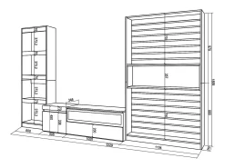 Skraut Home Móvel De Tv*Conjunto de móveis TV, 320x35x186cm, Lareira eléctrica, Carvahlo e preto Natural claro
