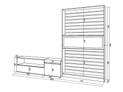 Skraut Home Móvel De Tv*Conjunto de móveis TV, 260x35x186cm, Para televisores até 65