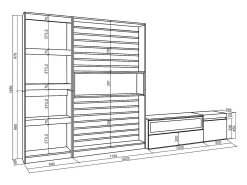Best Conjunto de móveis TV, 320x35x186cm, Lareira eléctrica, Carvahlo e preto Móvel De Tv