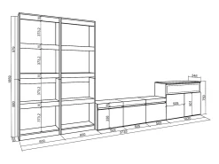 New Conjunto de móveis TV, 370x35x186cm, Para televisores até 65