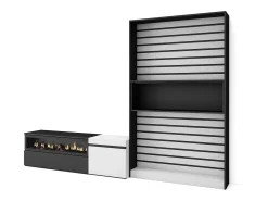 Best Conjunto de móveis TV, 260x35x186cm, Para televisores até 65", Lareira eléctrica, e preto Móvel De Tv