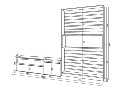 Best Conjunto de móveis TV, 260x35x186cm, Para televisores até 65