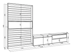 Skraut Home Móvel De Tv*Conjunto de móveis TV, 310x35x186cm, Para televisores até 80