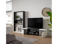New Conjunto de móveis TV, 310x35x186cm, Para televisores até 80", Estante para TV, e preto Móvel De Tv