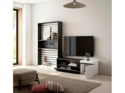 Skraut Home Móvel De Tv*Conjunto de móveis TV, 260x35x186cm, Para televisores até 65", Estante para TV, e preto Branco