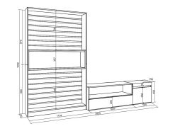 Skraut Home Móvel De Tv*Conjunto de móveis TV, 260x35x186cm, Para televisores até 65