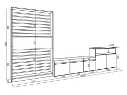 Skraut Home Móvel De Tv*Conjunto de móveis TV, 360x35x186cm, Para televisores até 65