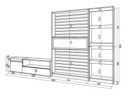 Outlet Conjunto de móveis TV, 320x35x186cm, Lareira eléctrica, Carvahlo e preto Móvel De Tv