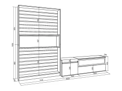 Outlet Conjunto de móveis TV, 260x35x186cm, Para televisores até 65