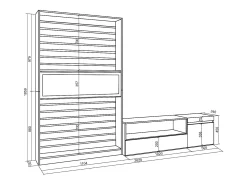 Best Conjunto de móveis TV, 260x35x186cm, Para televisores até 65", Lareira eléctrica, Carvahlo e preto Móvel De Tv