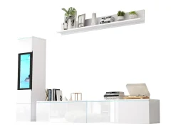 Clearance Conjunto de móvel de TV 3 peças - Móvel de TV + vitrina de parede + prateleira de parede - con iluminação LED - Móvel De Tv