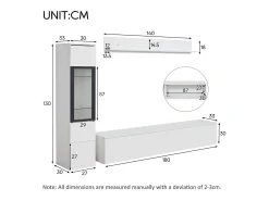Clearance Conjunto de móvel de TV 3 peças - Móvel de TV + vitrina de parede + prateleira de parede - con iluminação LED - Móvel De Tv