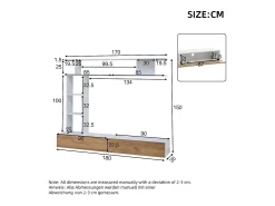 Discount Conjunto de móvel para TV 3 peças – móvel para TV + prateleira vertical + prateleira de parede – 2 portas basculantes - branco e natural Móvel De Tv