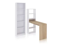 duehome Consola*Conjunto de secretária e prateleiras Cosmic Plus Natural claro