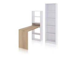duehome Consola*Conjunto de secretária e prateleiras Cosmic Plus Natural claro
