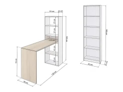 duehome Consola*Conjunto de secretária e prateleiras Cosmic Plus Natural claro