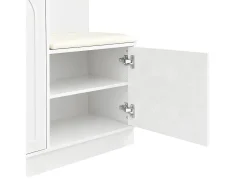 Conjunto de vestiário de entrada 110x33x185,5 cm - 3 portas e 1 gaveta - Móvel para sapatos e banco calçadeiro - com espelho -^ModernLuxe