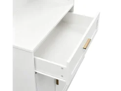 Conjunto de vestiário de entrada 110x33x185,5 cm - 3 portas e 1 gaveta - Móvel para sapatos e banco calçadeiro - com espelho -^ModernLuxe