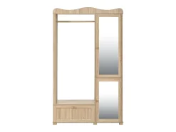 Outlet Conjunto de vestiário de entrada - 115,5x38,5x194,5 cm - con espelho e varal aberto - 1 gaveta e 2 portas - MDF - Cor carvalho Móvel De Entrada