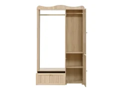 Outlet Conjunto de vestiário de entrada - 115,5x38,5x194,5 cm - con espelho e varal aberto - 1 gaveta e 2 portas - MDF - Cor carvalho Móvel De Entrada