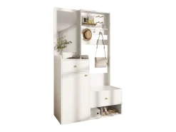 Conjunto de vestiário de entrada 105x38x180 cm - com espelho - com ganchos ajustáveis - 2 gavetas e 1 porta -*ModernLuxe Clearance