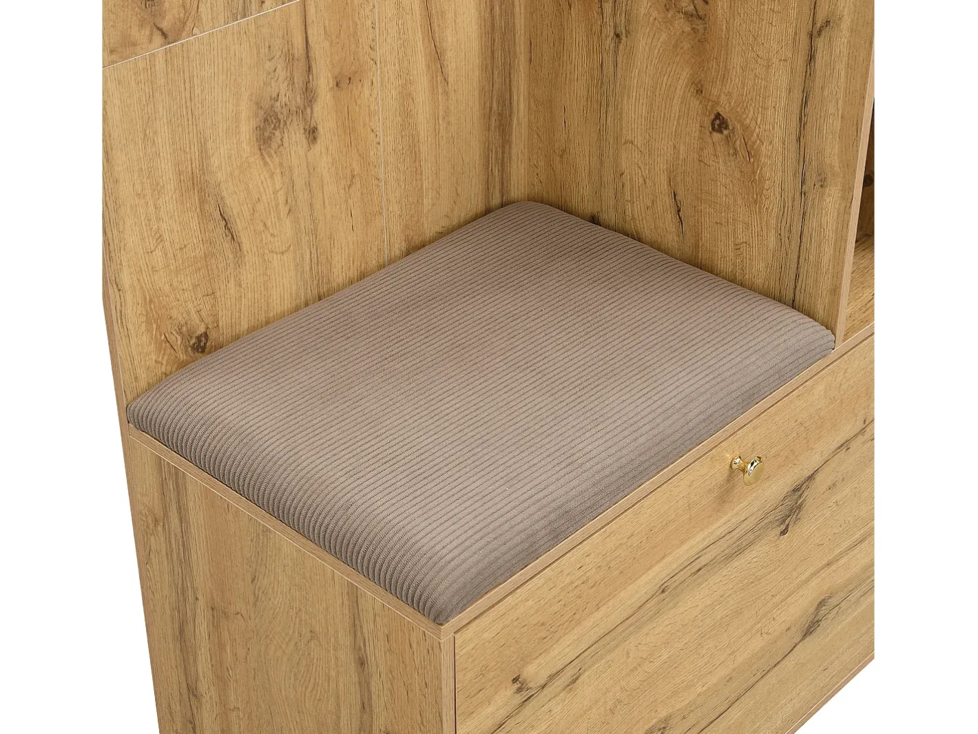 Conjunto de vestiário de entrada 110x37x185,5 cm - com espelho e ganchos - Móvel para sapatos e banco calçadeiro - Natural^ModernLuxe Clearance