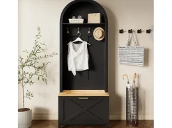 Hot Conjunto de vestiário de entrada 75x35x195 cm - com móvel para sapatos e ganchos - com prateleiras - Móvel De Entrada