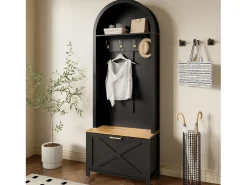 Hot Conjunto de vestiário de entrada 75x35x195 cm - com móvel para sapatos e ganchos - com prateleiras - Móvel De Entrada