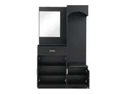 Conjunto de vestiário de entrada 110x33x185,5 cm - 3 portas e 1 gaveta - Móvel para sapatos e banco calçadeiro - com espelho -*ModernLuxe Best