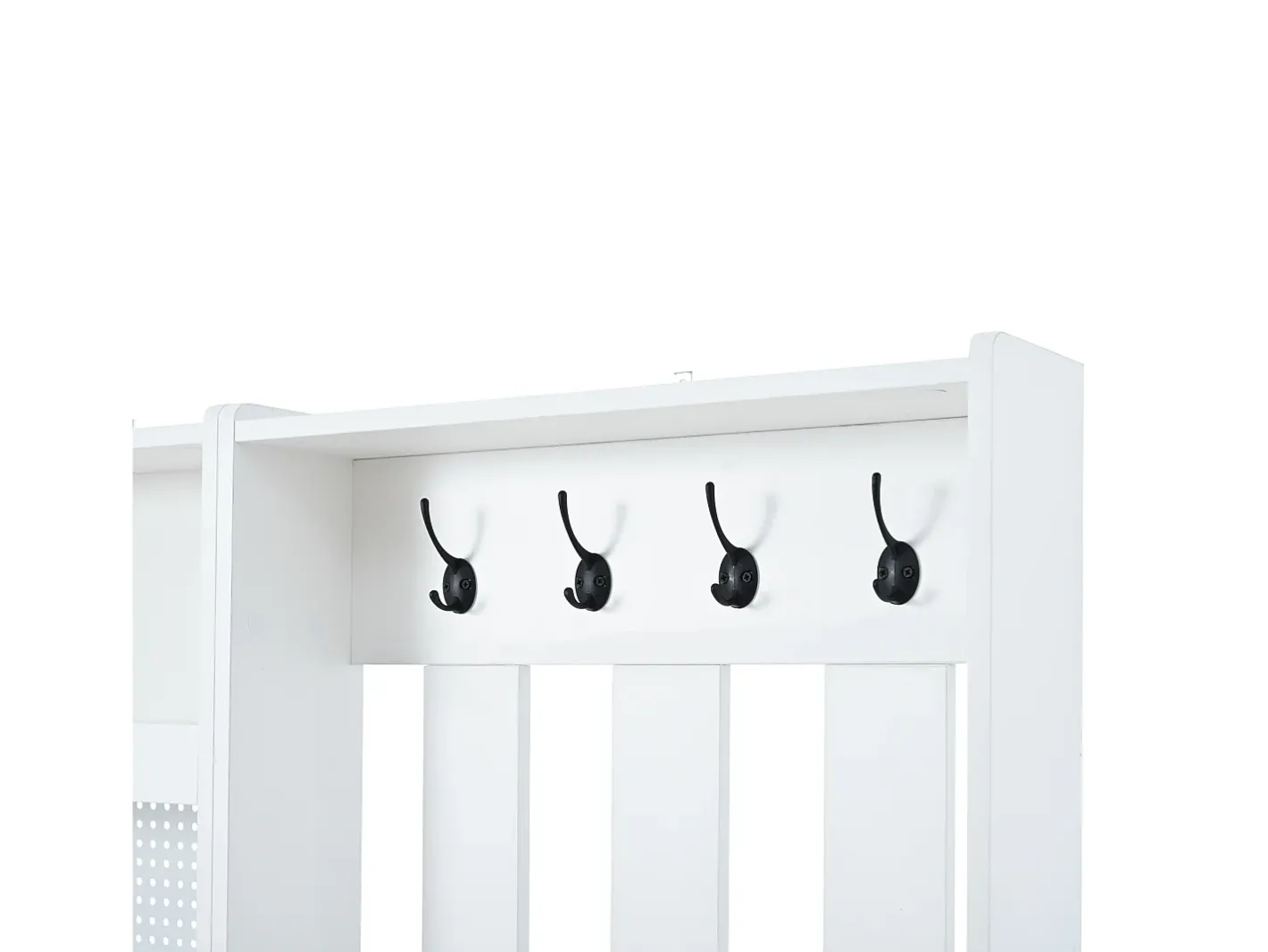 Conjunto de vestiário de entrada 110x35x175.5 cm - Móvel para sapatos e banco de sapatos - ganchos e painel perfurado -*ModernLuxe Hot