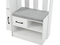 Conjunto de vestiário de entrada 110x35x175.5 cm - Móvel para sapatos e banco de sapatos - ganchos e painel perfurado -*ModernLuxe Hot