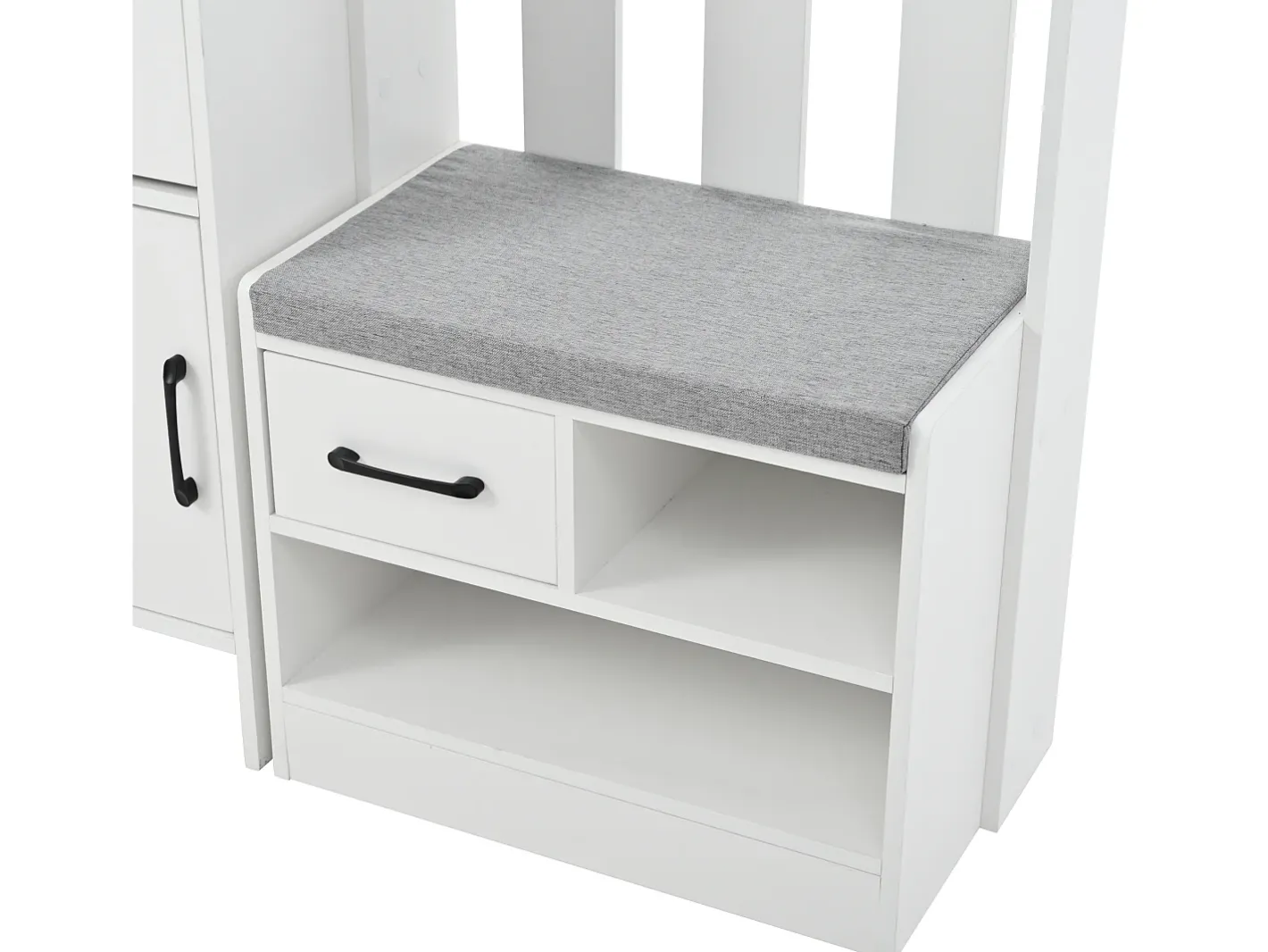 Conjunto de vestiário de entrada 110x35x175.5 cm - Móvel para sapatos e banco de sapatos - ganchos e painel perfurado -*ModernLuxe Hot