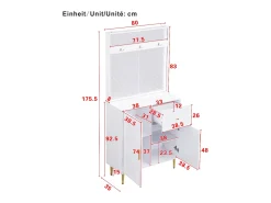 Discount Conjunto de vestiário de entrada 80x35x175.5 cm - 2 portas e 1 gaveta - com 3 ganchos - Prateleiras ajustáveis - MDF - Móvel De Entrada