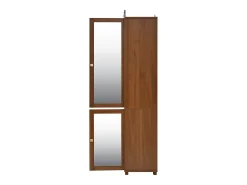 Conjunto de vestiário de entrada - 115,5x38,5x194,5 cm - con espelho e varal aberto - 1 gaveta e 2 portas - MDF - Cor nogueira^ModernLuxe