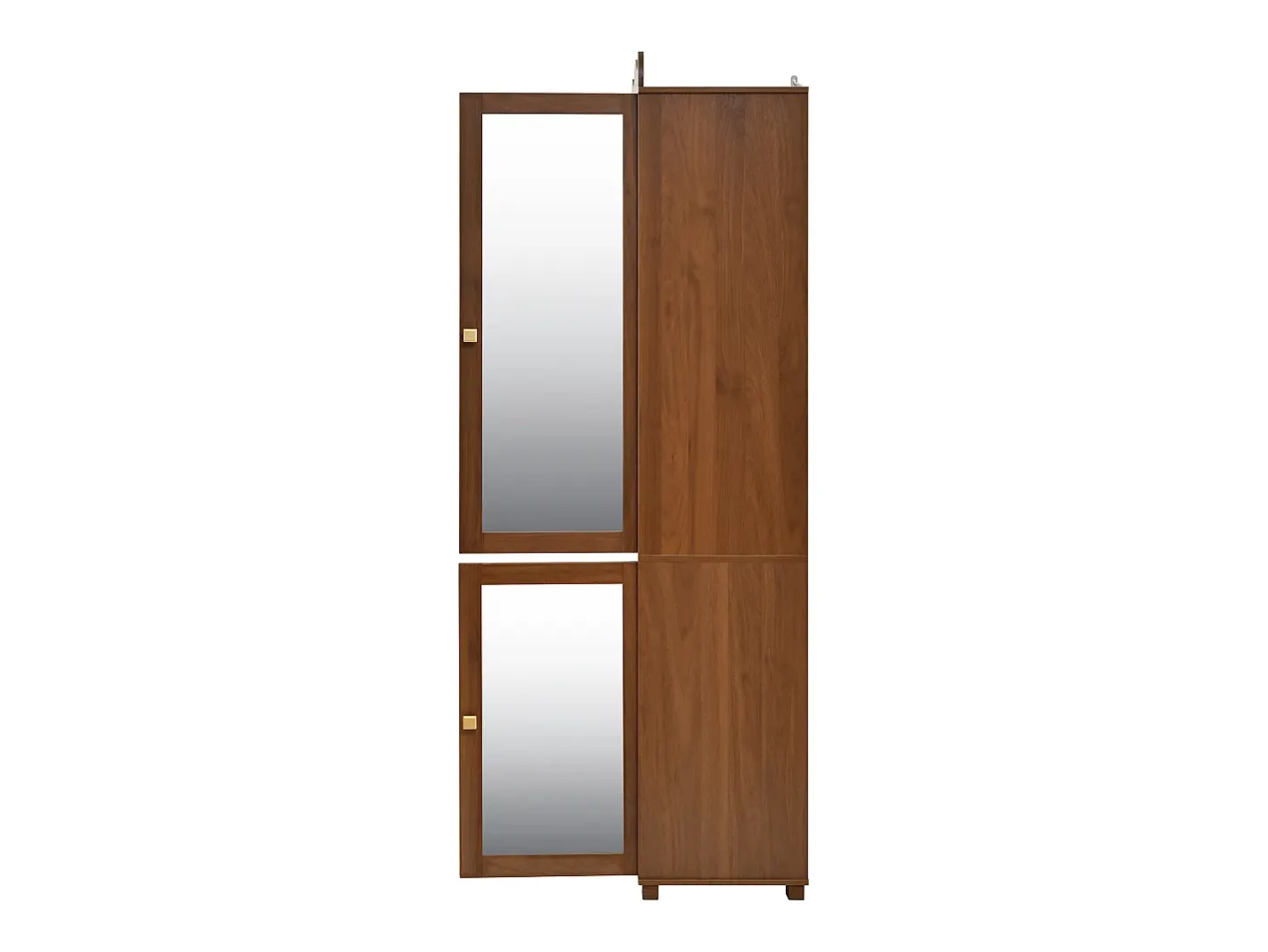 Conjunto de vestiário de entrada - 115,5x38,5x194,5 cm - con espelho e varal aberto - 1 gaveta e 2 portas - MDF - Cor nogueira^ModernLuxe