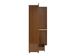 Conjunto de vestiário de entrada - 115,5x38,5x194,5 cm - con espelho e varal aberto - 1 gaveta e 2 portas - MDF - Cor nogueira^ModernLuxe