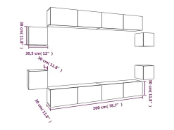 vidaxl Móvel De Tv*Conjunto móveis de TV 8 pcs madeira processada cimento Cinzento