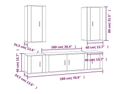 vidaxl Móvel De Tv*Conjunto móveis de TV 5 pcs madeira processada Branco