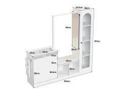 Discount Conjunto vestiário de entrada 163×35×161 cm - com cabideiro e espelho - banco e móvel para sapatos - com iluminação LED - Móvel De Entrada