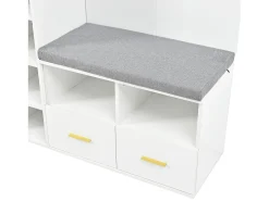 Conjunto vestiário de entrada 120x35x190cm - con 2 gavetas e compartimentos de armazenamento - con espelho e banco de sapatos -*ModernLuxe Outlet
