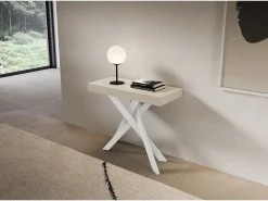 Consola extensível 90x40/300 cm Pernas brancas Saki cashmere Consola