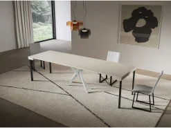 Consola extensível 90x40/300 cm Pernas brancas Saki cashmere Consola