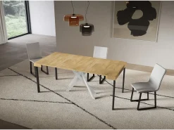 Consola extensível 90x40/196 cm Saki Pequenas pernas brancas em carvalho natural^ITAMOBY Discount