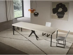 ITAMOBY Consola*Consola extensível 90x40/300 cm Saki Premium caxemira pernas antracite Bege
