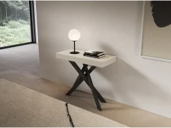 Online Consola extensível 90x40/196 cm Saki Premium Pernas pequenas em caxemira antracite Consola