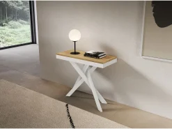 Consola extensível 90x40/300 cm Saki Evolution moldura branca carvalho natural^ITAMOBY Hot