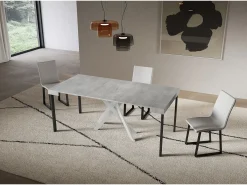 New Consola extensível 90x40/196 cm Saki Pequenas pernas de betão branco Consola