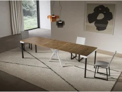 Consola extensível 90x40/300 cm Saki Evolution moldura branca nogueira^ITAMOBY